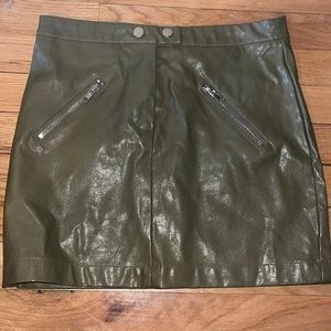 Army green leather skirt